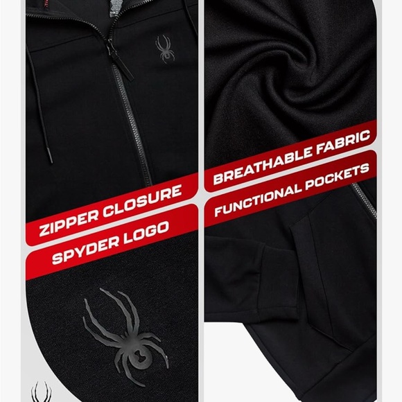 Spyder Black Full-Zip Jacket - Picture 3 of 6